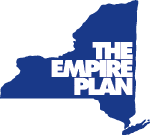 New York State outline with text